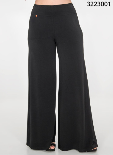 Μαύρη ελαστική φαρδιά παντελόνα