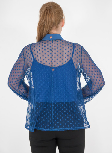 Μπλε ρουά διάφανο πουά πουκάμισο