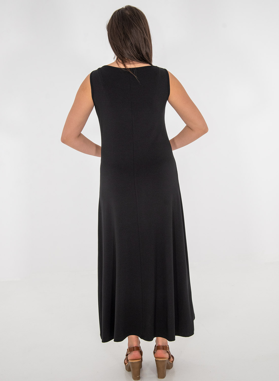 Μαύρο μάξι φόρεμα με στάμπα