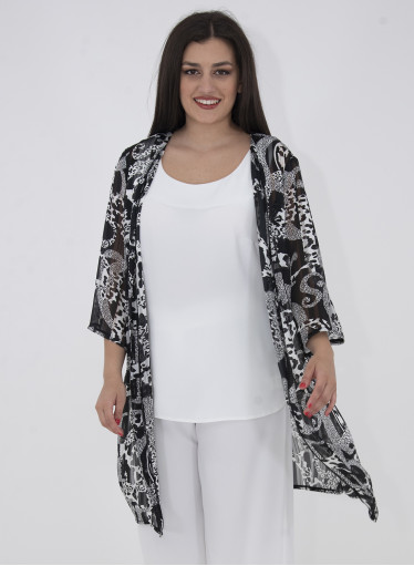 Ασπρόμαυρο αέρινο κιμονό Ασπρόμαυρο αέρινο κιμονό