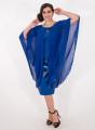 Μπλε ρουά αμπιγιέ φόρεμα με αέρινο κιμονό