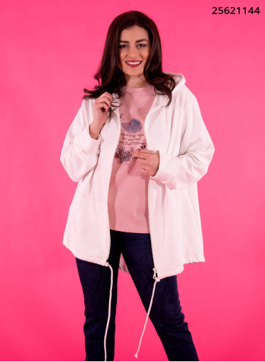 Λευκή φούτερ ζακέτα