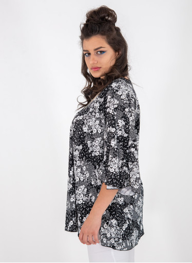 Φλοράλ ασπρόμαυρη μπλούζα