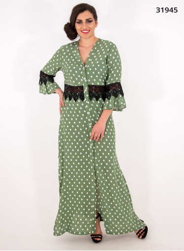 Μάξι πουά φόρεμα με δαντέλα Μάξι πουά φόρεμα με δαντέλα