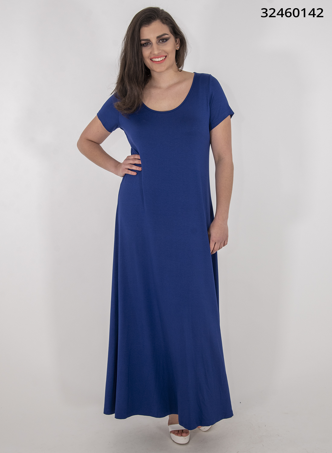 Μάξι μπλε ευκολοφόρετο φόρεμα 