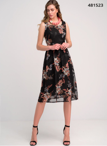 Αμπιγιέ μαύρο φλοράλ φόρεμα