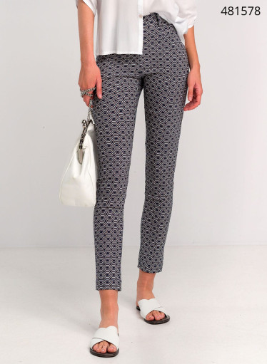 Μπλε εμπριμέ ελαστικό παντελόνι