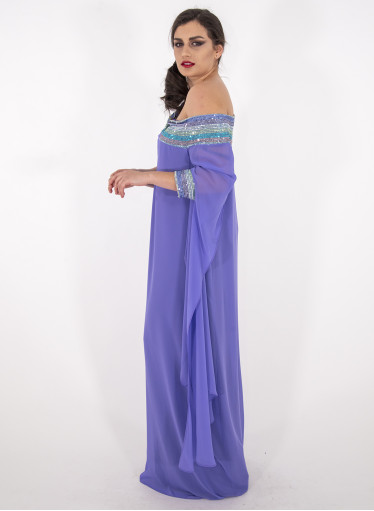 Λιλά αέρινο αμπιγιέ φόρεμα με παγιέτες