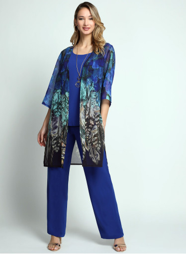 Κολακευτικό μπλε σετ με παντελόνα