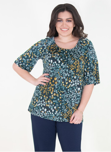 Φλοράλ κοντομάνικη μπλούζα