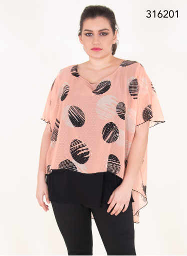 Κολακευτική πουά μπλούζα Κολακευτική πουά μπλούζα