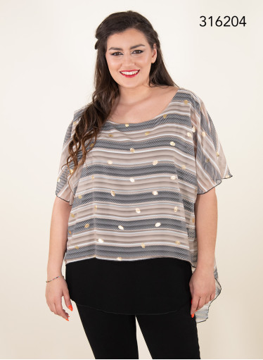 Κομψή μπλούζα με ρίγες Κομψή μπλούζα με ρίγες