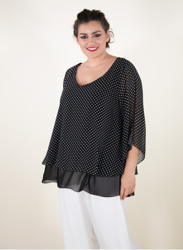 Μαύρη αμπιγιέ πουά μπλούζα 