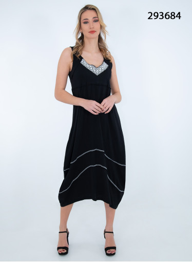 Βαμβακερό αμάνικο μαύρο φόρεμα  Βαμβακερό αμάνικο μαύρο φόρεμα