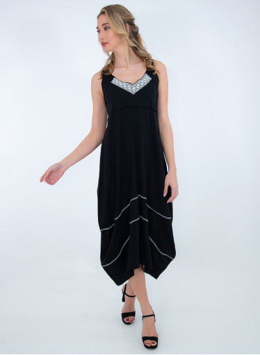 Βαμβακερό αμάνικο μαύρο φόρεμα  Βαμβακερό αμάνικο μαύρο φόρεμα