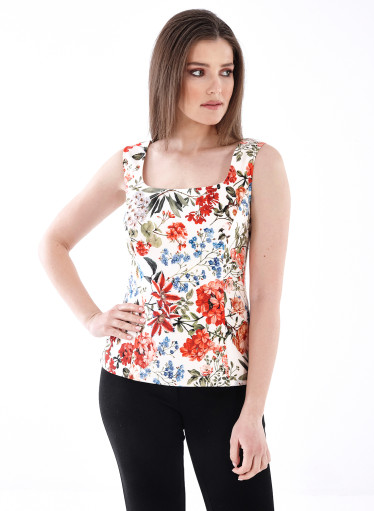 Θηλυκή αμάνικη φλοράλ μπλούζα Θηλυκή αμάνικη φλοράλ μπλούζα