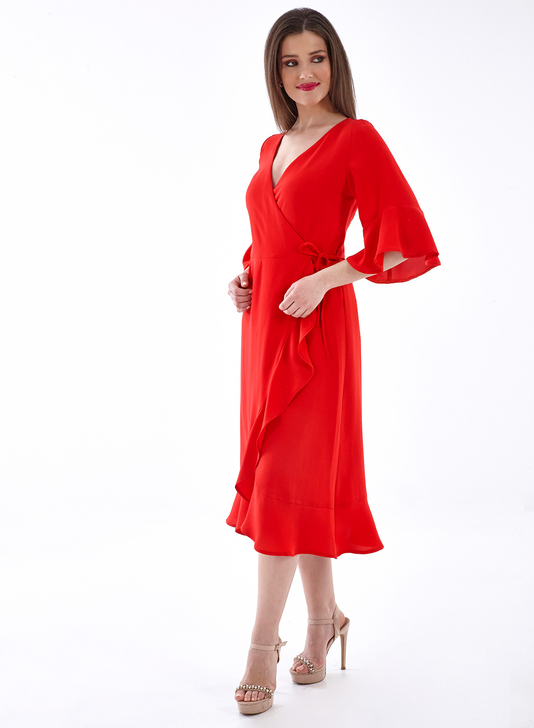 Εντυπωσιακό κρουαζέ κόκκινο φόρεμα