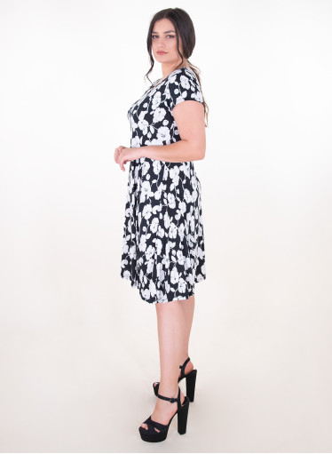 Φλοράλ ασπρόμαυρο φόρεμα