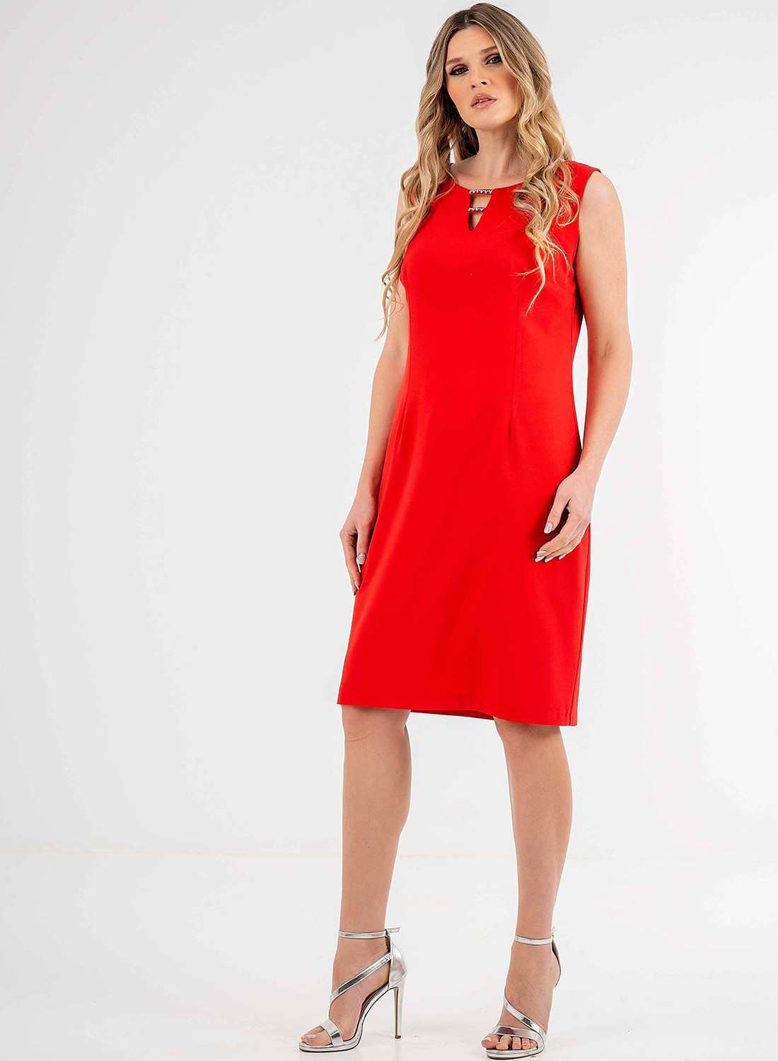 Θηλυκό midi κόκκινο φόρεμα