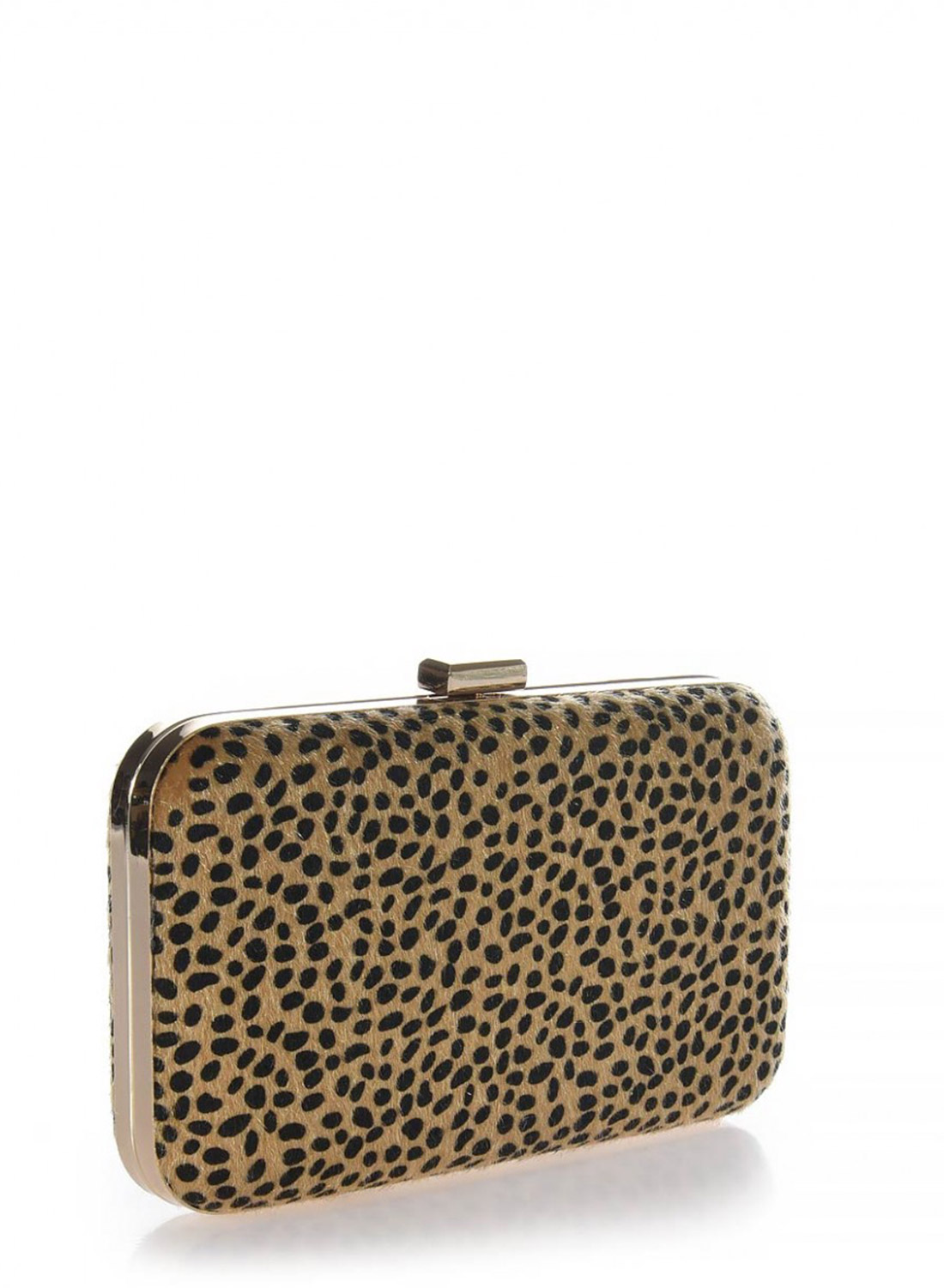 Clutch bag animal print με χρυσή μεταλλική ράγα