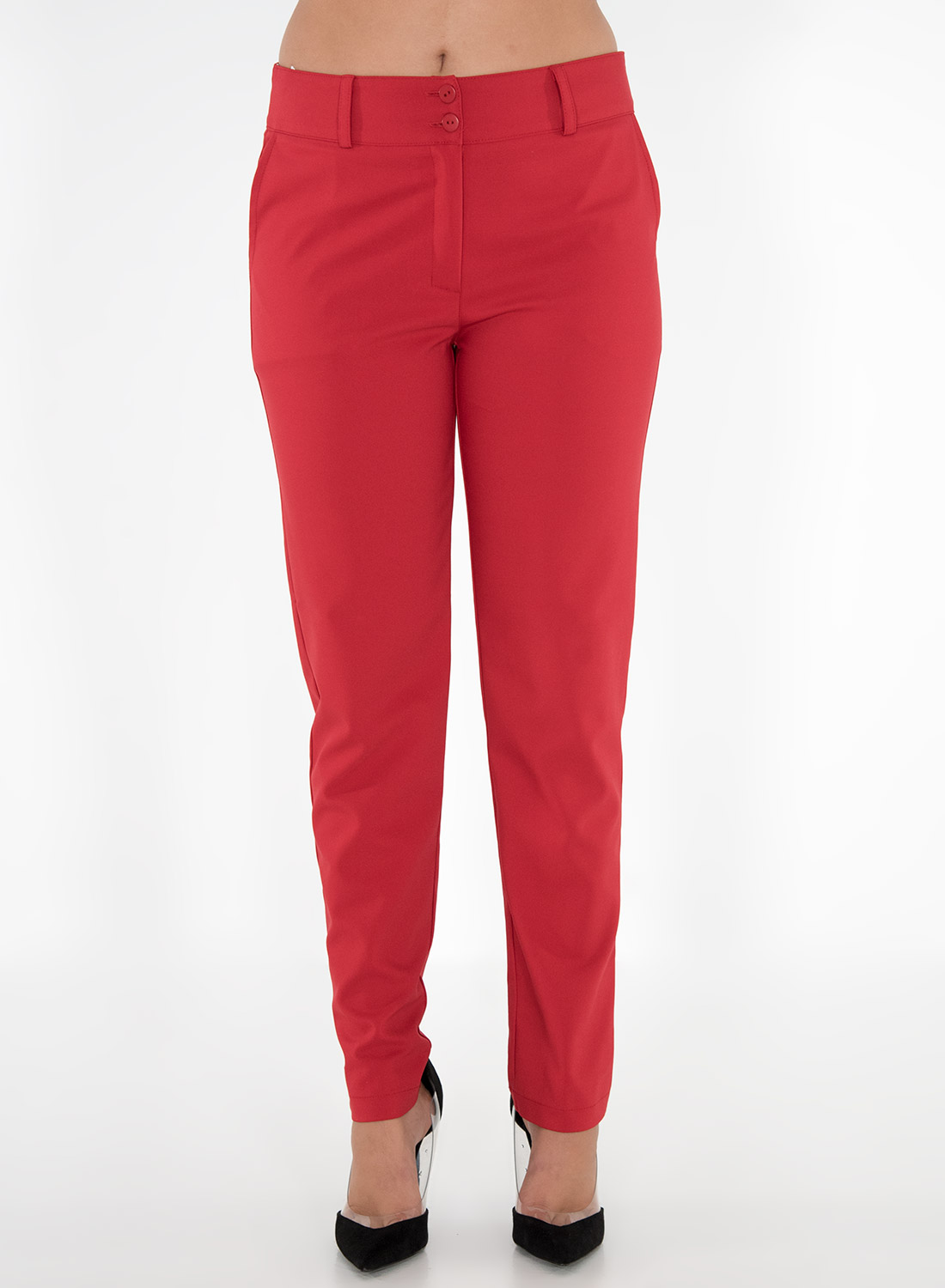 Κόκκινο παντελόνι με πλαϊνές τσέπες