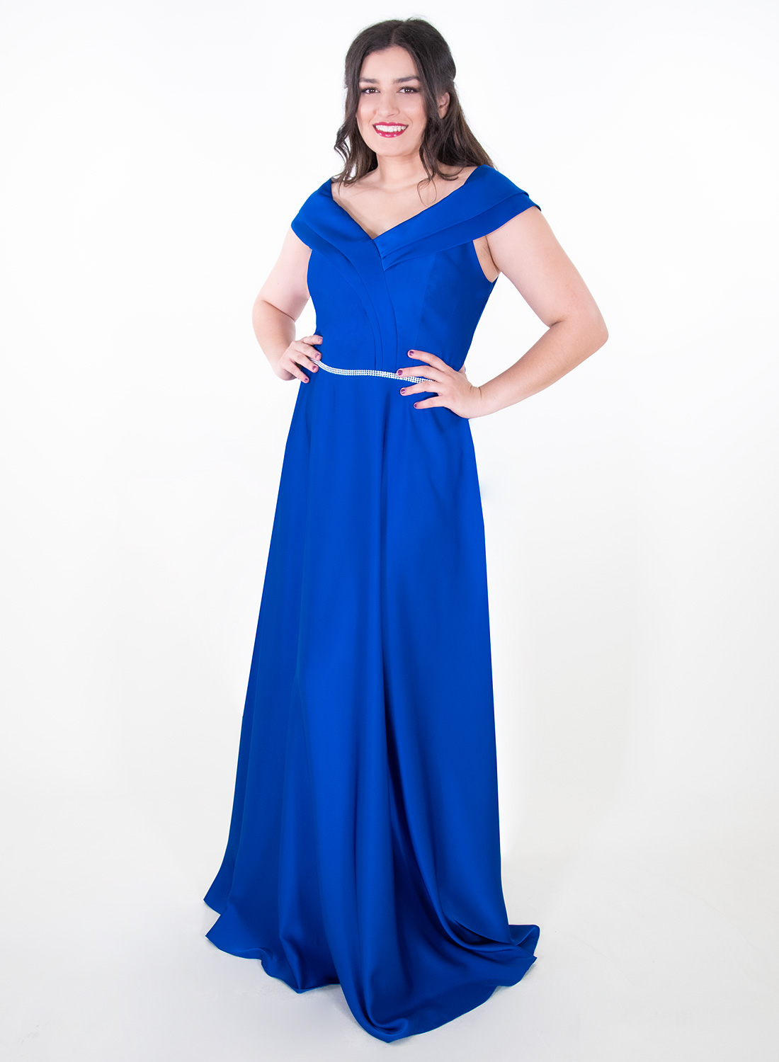 Θηλυκό μπλε ρουά μάξι φόρεμα